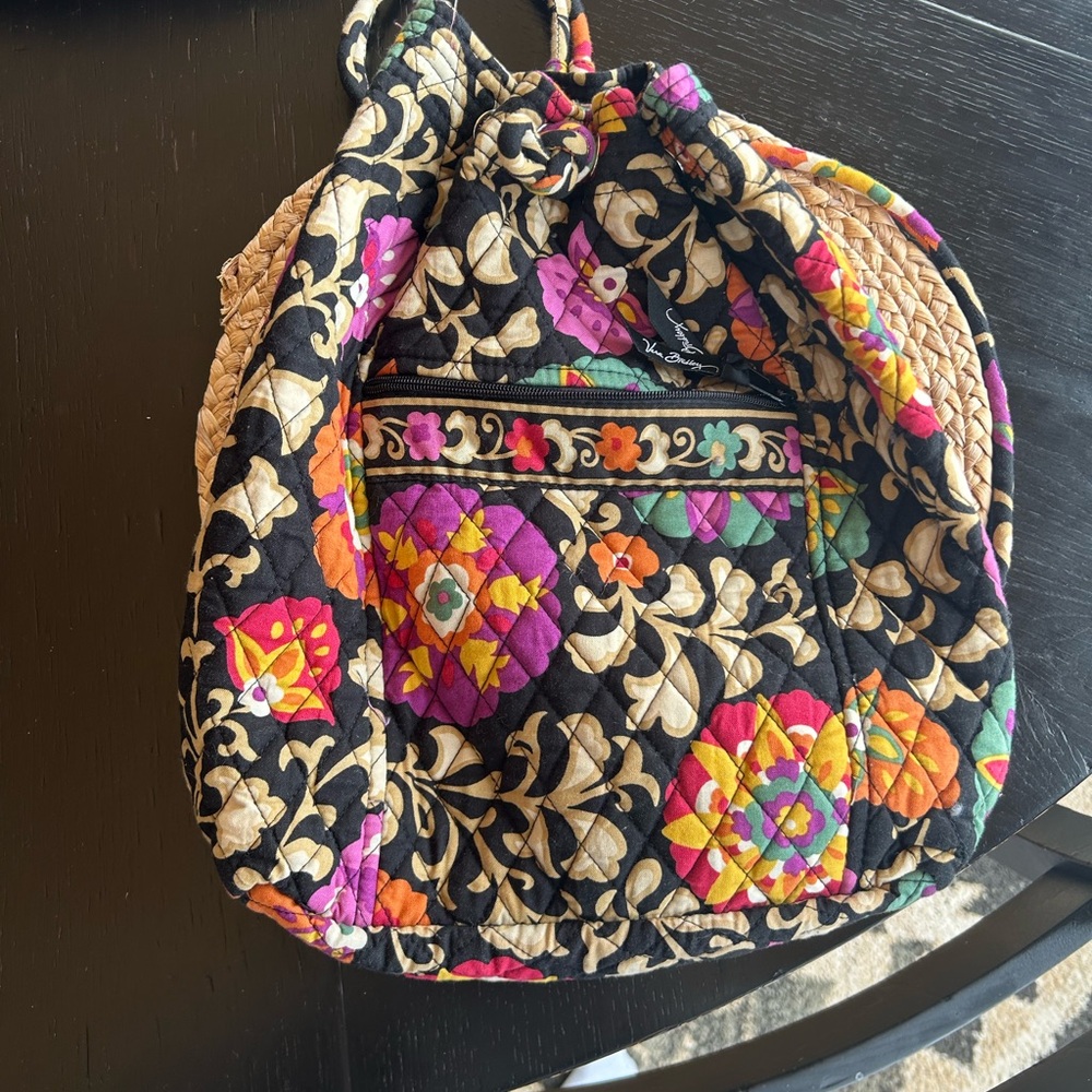 Vera Bradley Floral Black Quilted Backpack